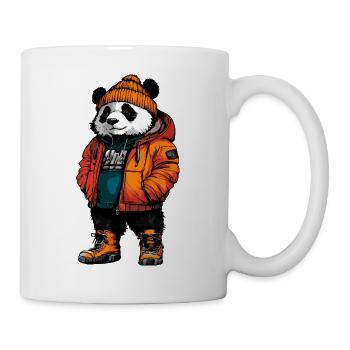 Panda Lustig Winter - Tasse - Weiß - Rechts