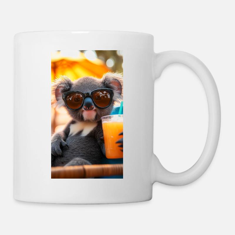 Koala avec lunettes de soleil et cocktail - Mug blanc - blanc