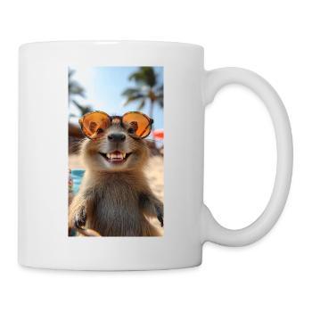 Chillendes Capybara am Strand - Tasse - Weiß - Rechts