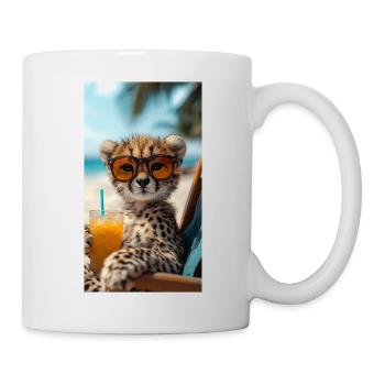 Guépard avec une ambiance de plage détendue - Mug blanc - blanc - Droite