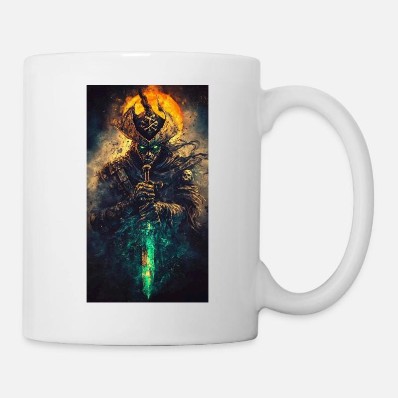 Totenkopfsymbol mit Schwert - Tasse - Weiß