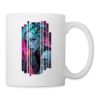 Neonblaues Cyber-Mädchen - Tasse - Weiß - Rechts