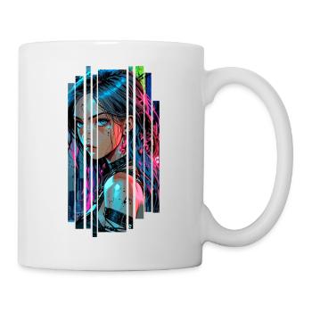 Cyber Frau Urbane Stadt Neon - Tasse - Weiß - Rechts