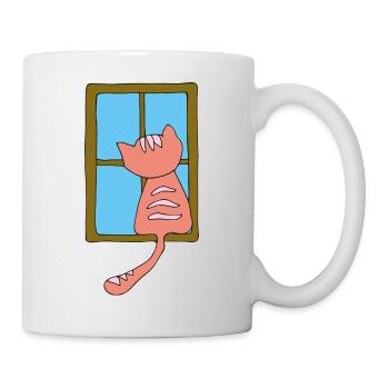 Cat at the window pink - Mug - white - Right