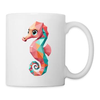 Hippocampe coloré style polygone créatures marines - Mug blanc - blanc - Droite