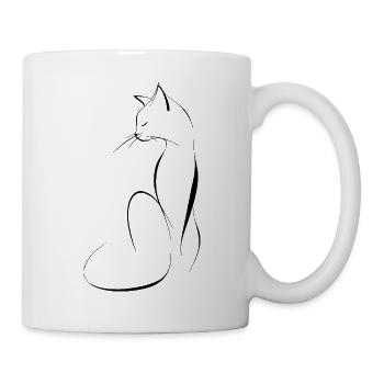 Dessin au trait élégant de chat - Mug blanc - blanc - Droite
