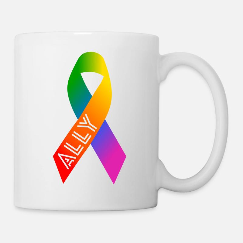 Queer Regenbogen Schleife Friedenszeichen - Tasse - Weiß