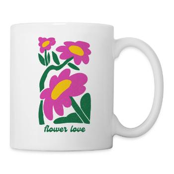 Flower Love – Retro-Blumen Shirt mit Vintage-Vibes - Tasse - Weiß - Rechts