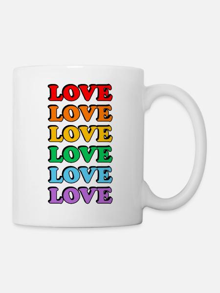 Love 6 rainbow colors gay pride - Mug - white