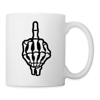 Skeleton Middle Finger Hand - Mug - white - Right