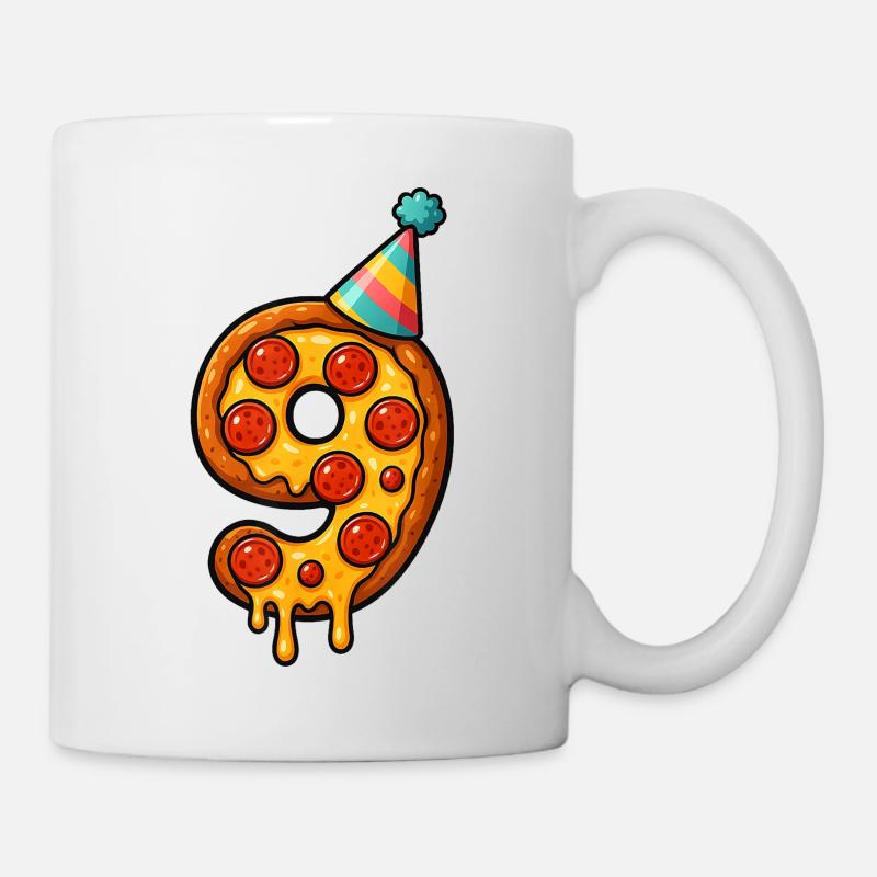 Célébration de la part de pizza numéro neuf - Mug blanc - blanc