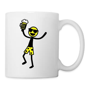 Strichmännchen Bier Party Urlaub - Tasse - Weiß - Rechts