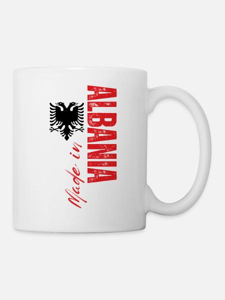 Made in Albania, Albanien Flagge - Tasse - Weiß