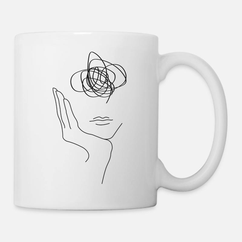 Dessin au trait du chaos de la tête - Mug blanc - blanc