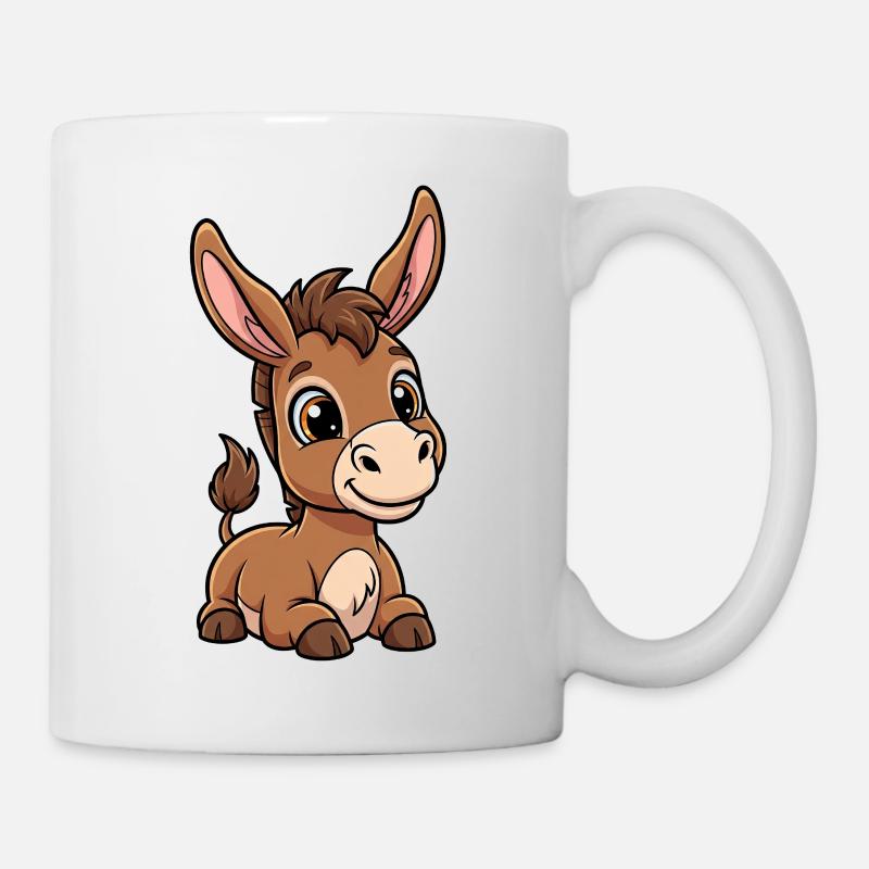 Cute Donkey Foal Cartoon - Mug - white