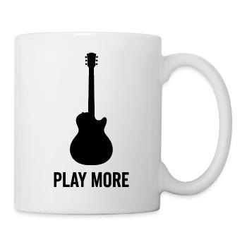 Play More – Bold Guitar Silhouette Music Lover T-S - Mug blanc - blanc - Droite