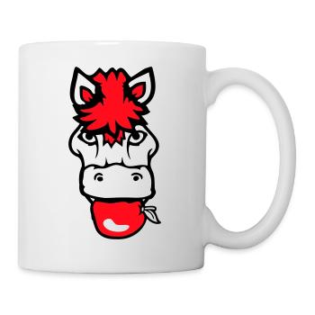 Pferd isst Apfel fressen Hunger Obst lecker Gesund - Tasse - Weiß - Rechts