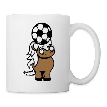 Pferd Fußball Ball spiel Kopfball Verein Fan Hobby - Tasse - Weiß - Rechts