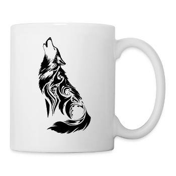 Nordic Wolf Tribal Tattoo - Mug - white - Right