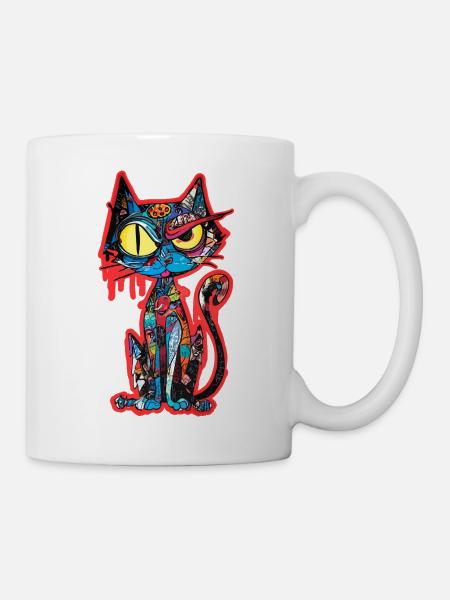 Katze Kunst Bunt - Tasse - Weiß