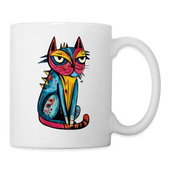 Katze Bunt Kunst - Tasse - Weiß - Rechts