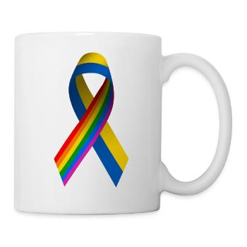 Arc ukrainien avec drapeau arc-en-ciel - Mug blanc - blanc - Droite
