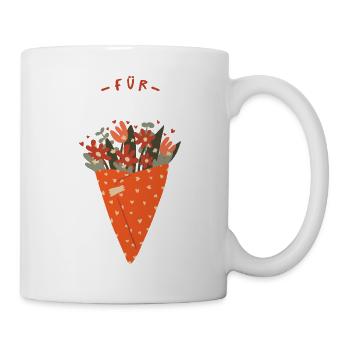 Blumenstrauß – Herzlicher Gruß - Tasse - Weiß - Rechts