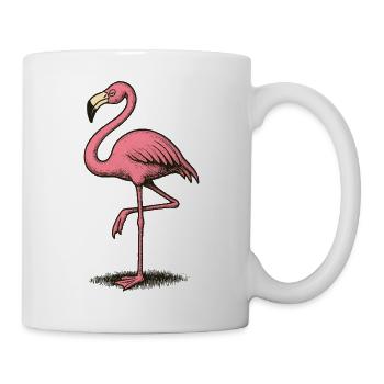 Vintage Pink Flamingo Illustration - Mug - white - Right