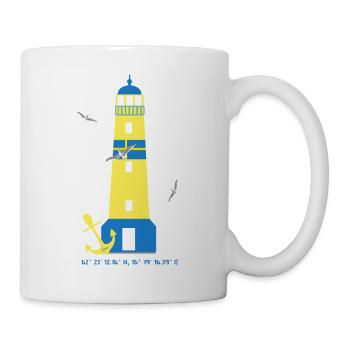 Leuchtturm mit Möwen und Anker - Tasse - Weiß - Rechts