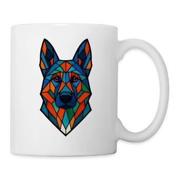 Geometric German Shepherd – Colorful Dog A - Mug - white - Right