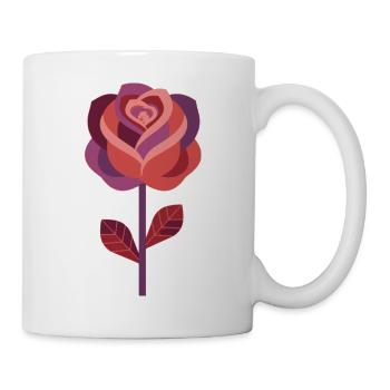 Graphic rose in warm red tones - Mug - white - Right