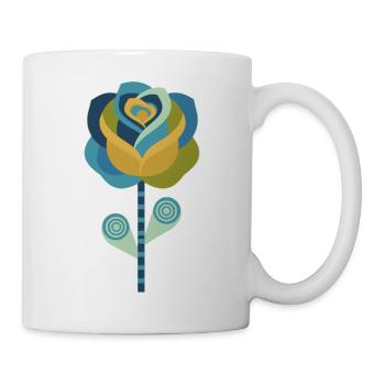 Abstrakte grafische Rose in warmen Farben - Tasse - Weiß - Rechts