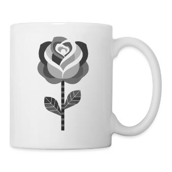Schwarz-Weiß grafisches Rosendesign - Tasse - Weiß - Rechts