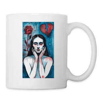 Amour brisé, dame en deuil - Mug blanc - blanc - Droite