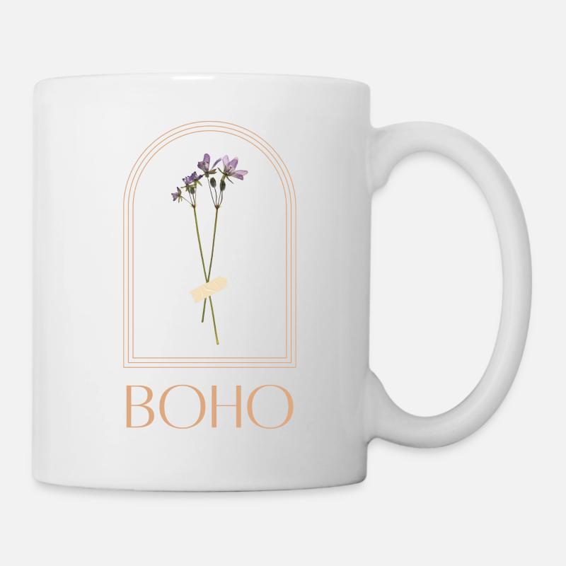 Bouquet de fleurs boho dans un cadre arche - Mug blanc - blanc