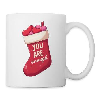 Christmas Sock Full of Hearts – You Are Enough - Mug - white - Right