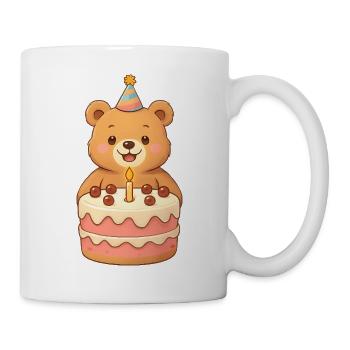 Cuddly Bear Birthday Cake Illustration - Mug - white - Right