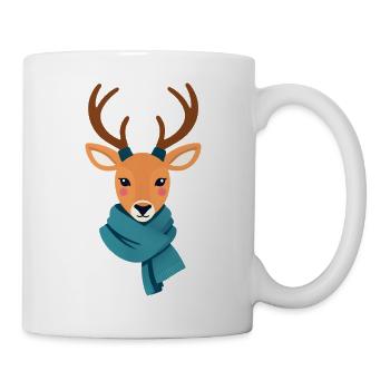 Hirsch mit Schal Winterbild - Tasse - Weiß - Rechts