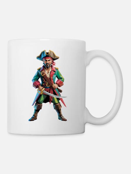 Pirat - Cooles Low Poly Logo - Tasse - Weiß
