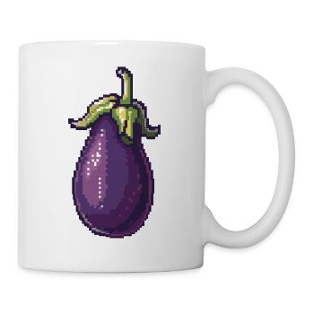 Retro Pixel Eggplant Illustration - Mug - white - Right