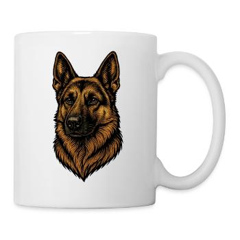 Deutscher Schäferhund Porträt - Tasse - Weiß - Rechts