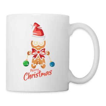 Lebkuchenmann mit Weihnachtsmütze - Tasse - Weiß - Rechts