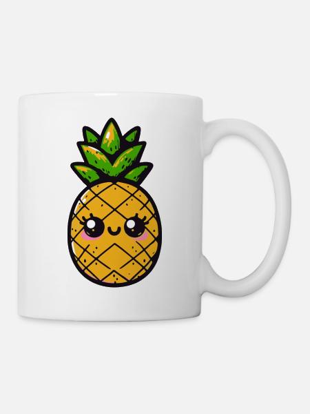Kawaii Ananas Lächeln - Tasse - Weiß