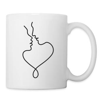 Kiss Faces Sketch – Romantic Lines Motif - Mug - white - Right