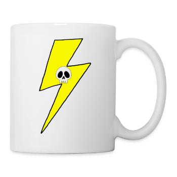 Yellow lightning bolt with white skull - Mug - white - Right