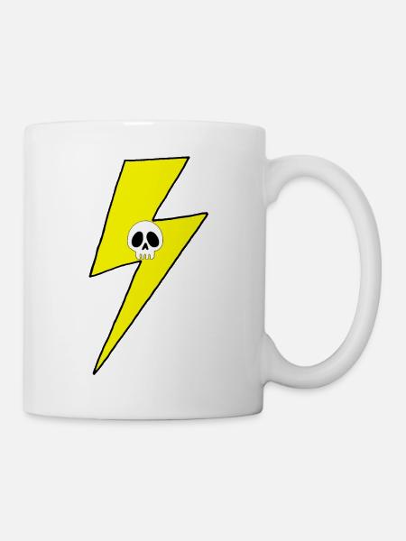 Gelber Blitz mit weißem Totenkopf - Tasse - Weiß