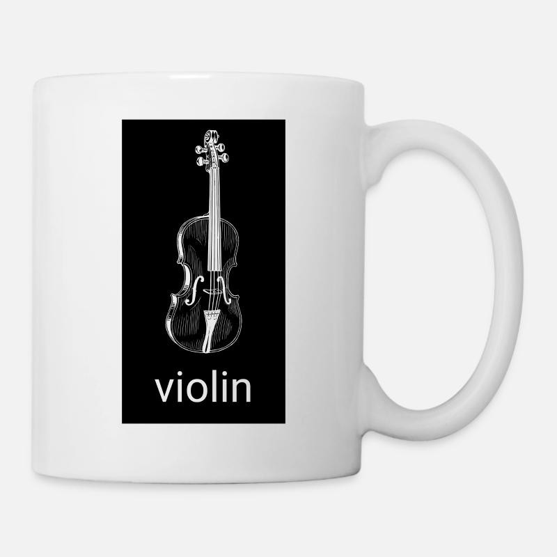 Schwarze Violine Silhouette - Tasse - Weiß
