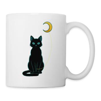 Nuit du chat noir avec ballon lunaire - Mug blanc - blanc - Droite