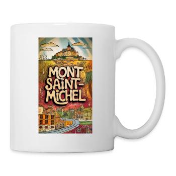 Mont Saint-Michel Psychedelische Skyline Frankreich Stadt - Tasse - Weiß - Rechts