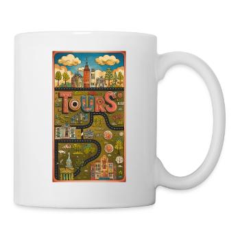 Skurrile Touren Stadt Frankreich Vintage Kunst - Tasse - Weiß - Rechts